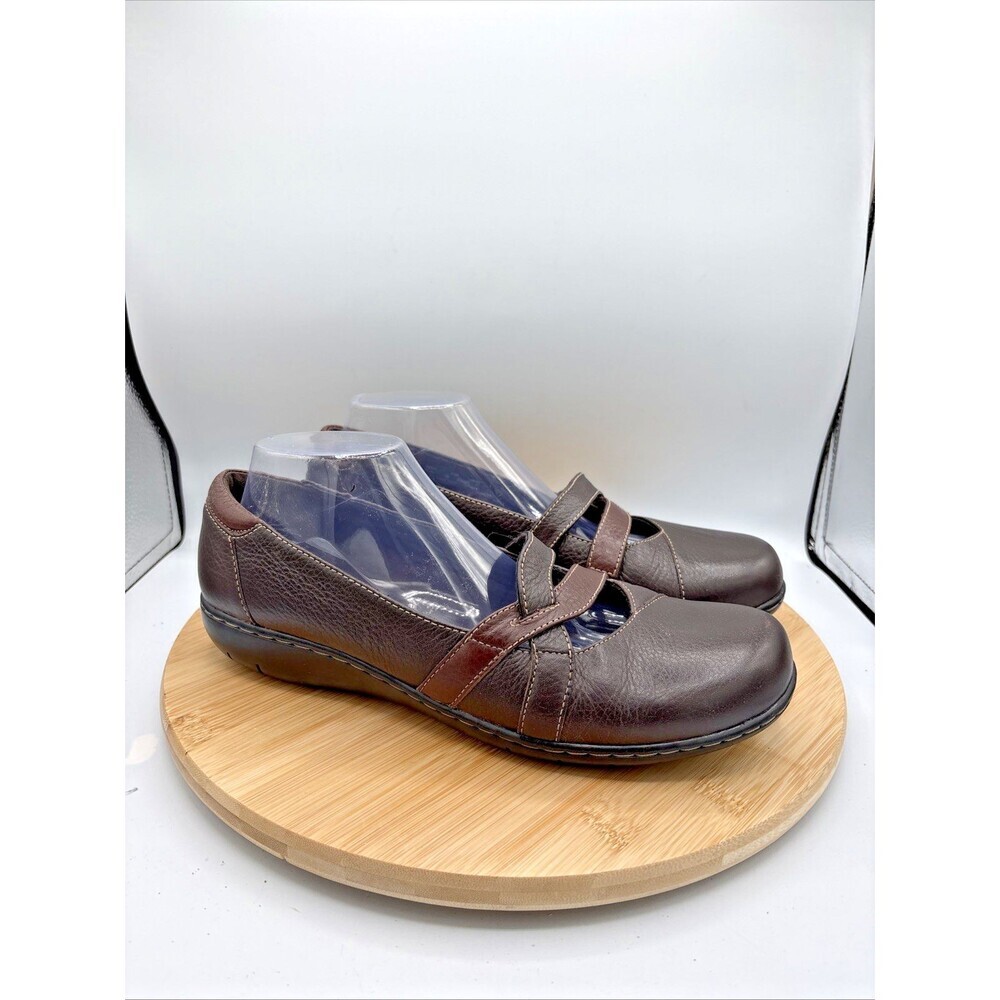 Clarks Bendables 38734 Brown Leather Mary Jane Comfort Flats Women 11M